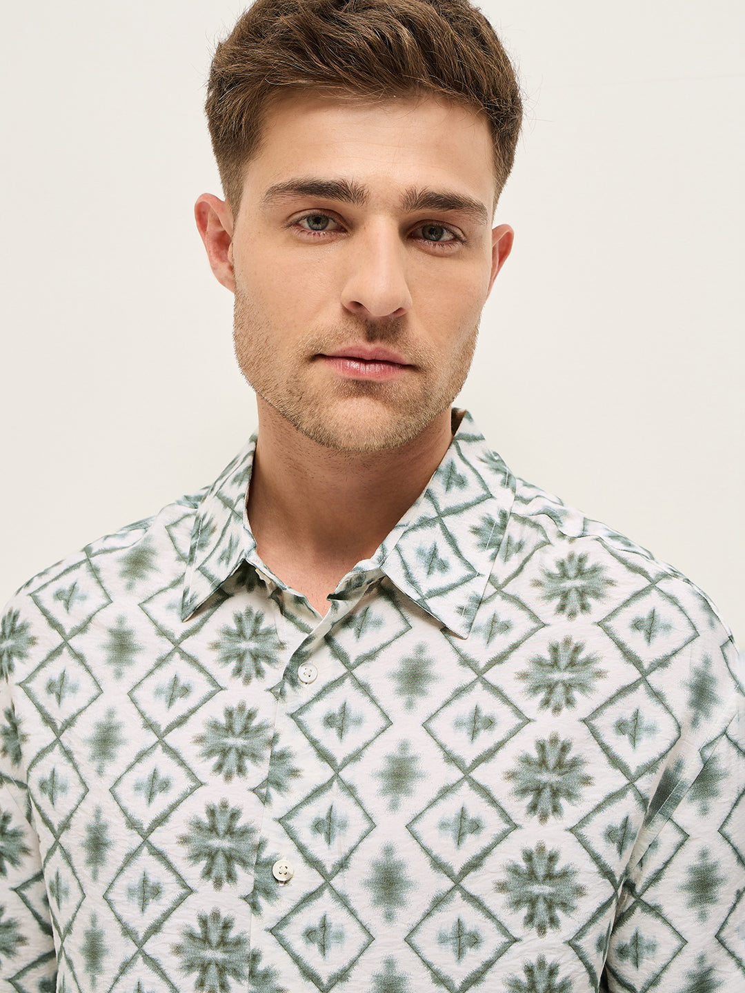 Men White Relax Fit Overshirt
