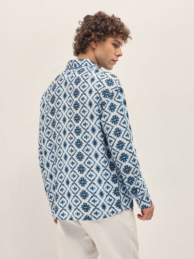 Men Blue Relax Fit Overshirt