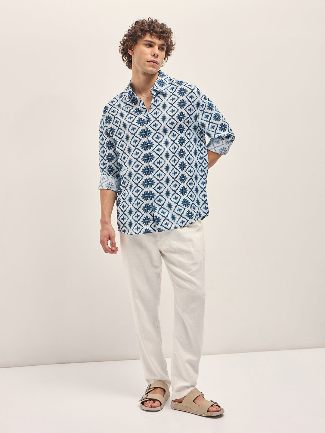 Men Blue Relax Fit Overshirt