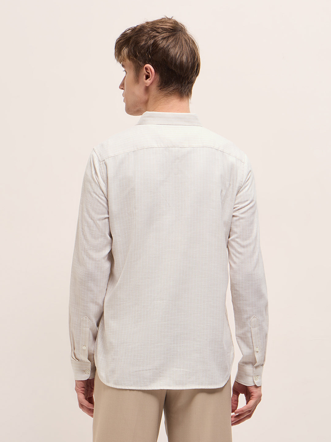 Men Light Beige Casual Shirt