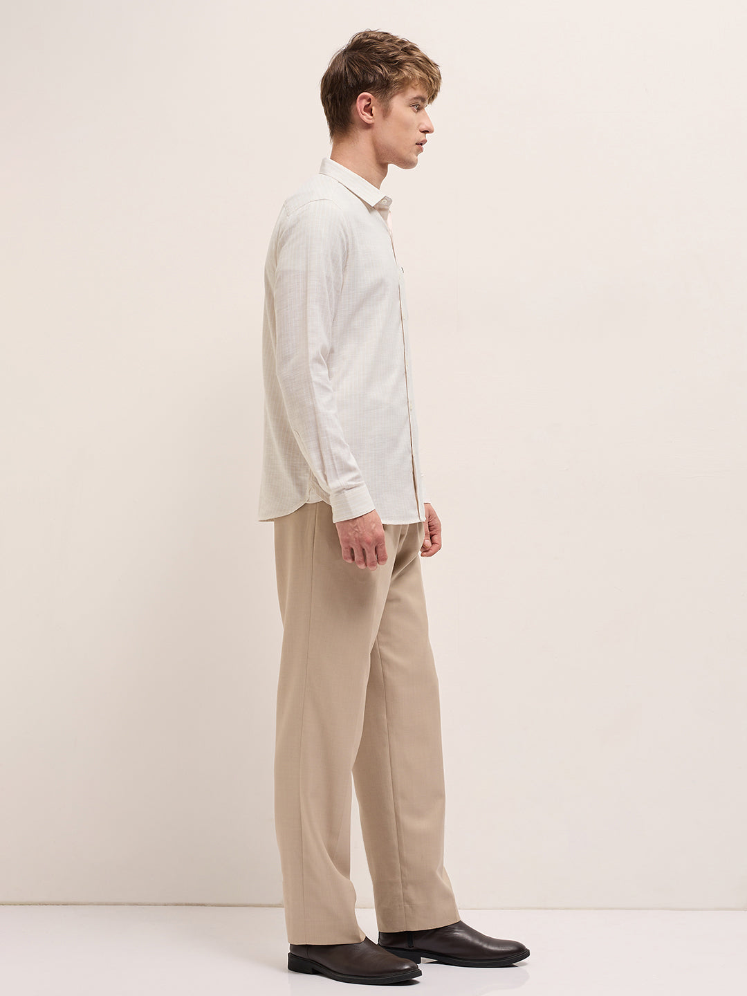 Men Light Beige Casual Shirt