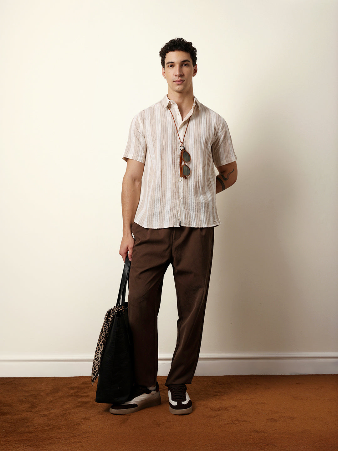 Men Striped Casual Half-Sleeve Shirt