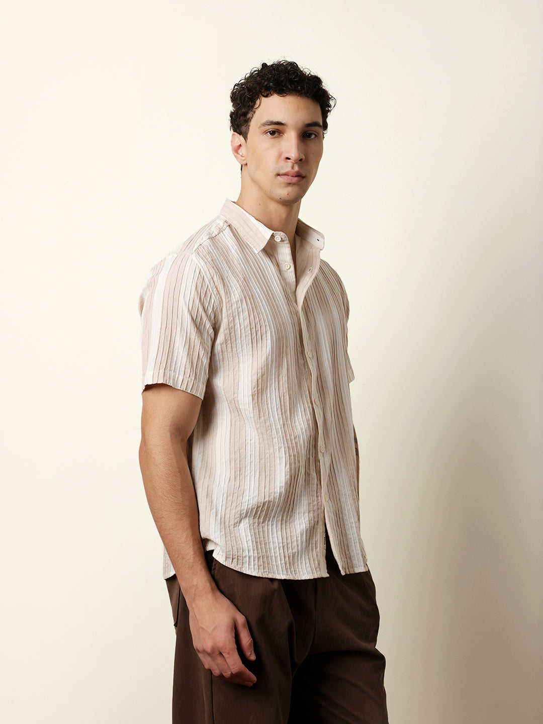 Men Striped Casual Half-Sleeve Shirt