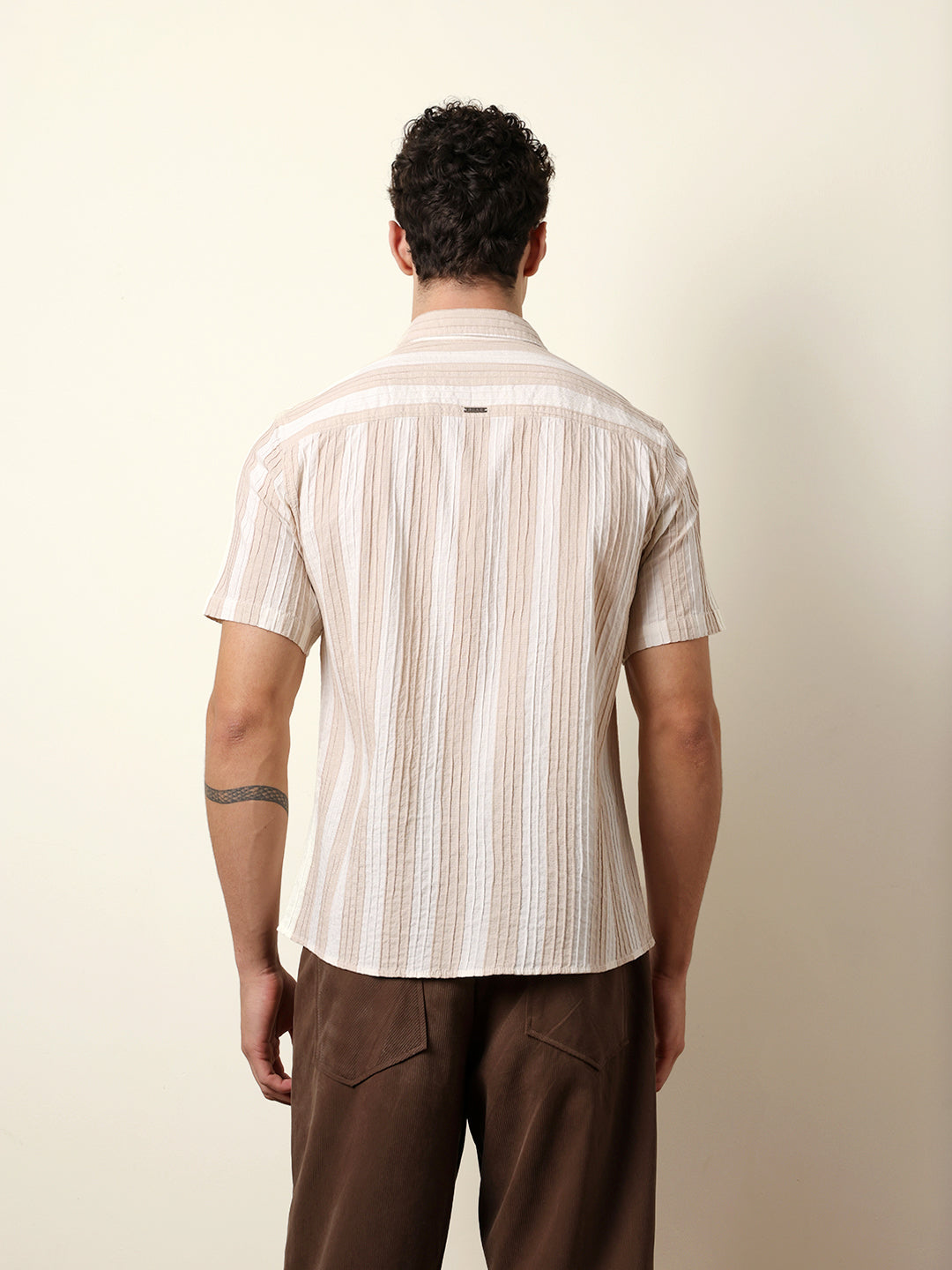 Men Striped Casual Half-Sleeve Shirt