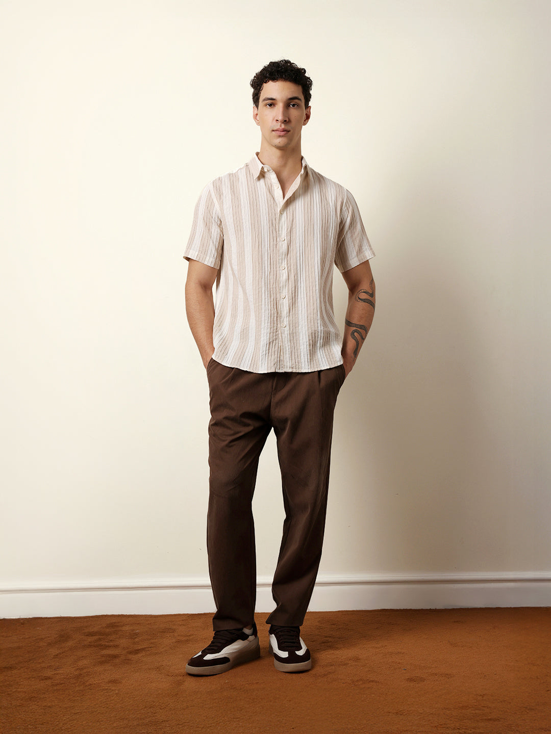 Men Striped Casual Half-Sleeve Shirt