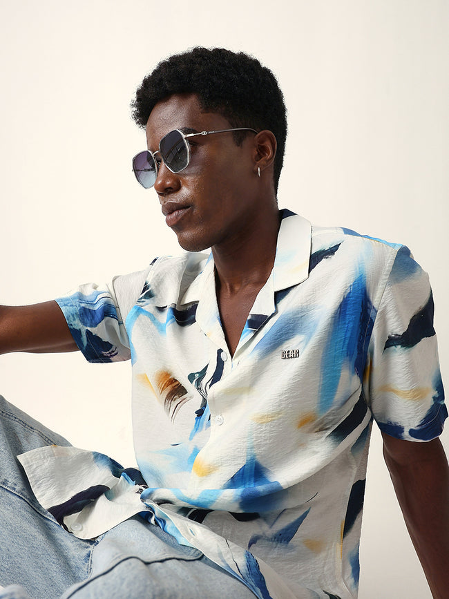 Men Blue Printed Shirt