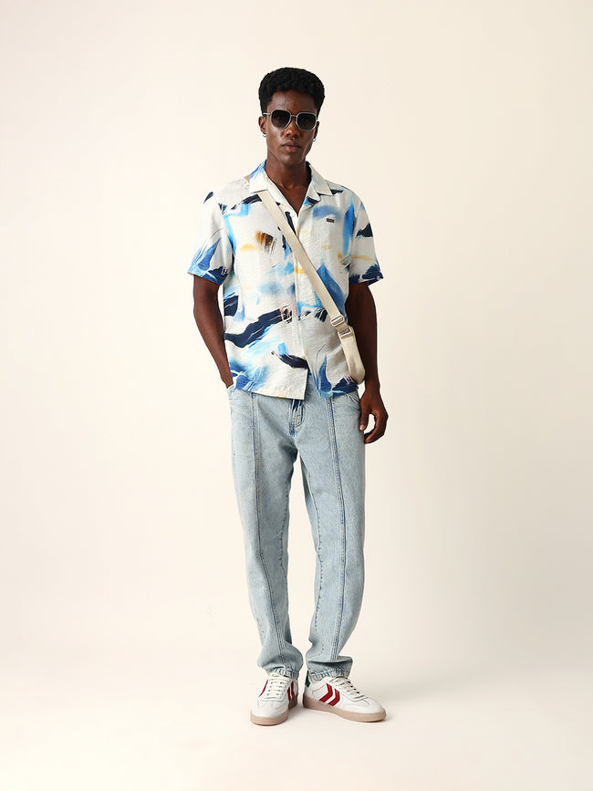 Men Blue Printed Shirt