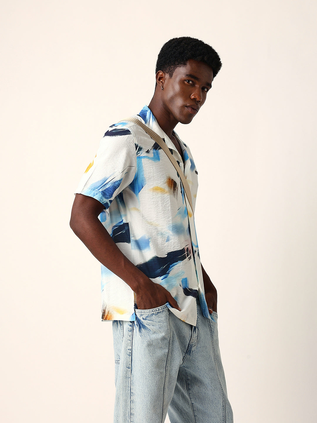 Men Blue Printed Shirt
