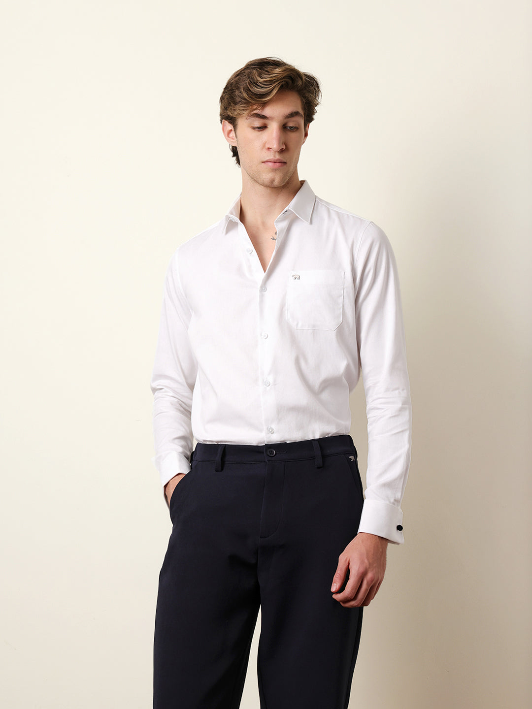 Men Solid Casual Full-Sleeve Shirt