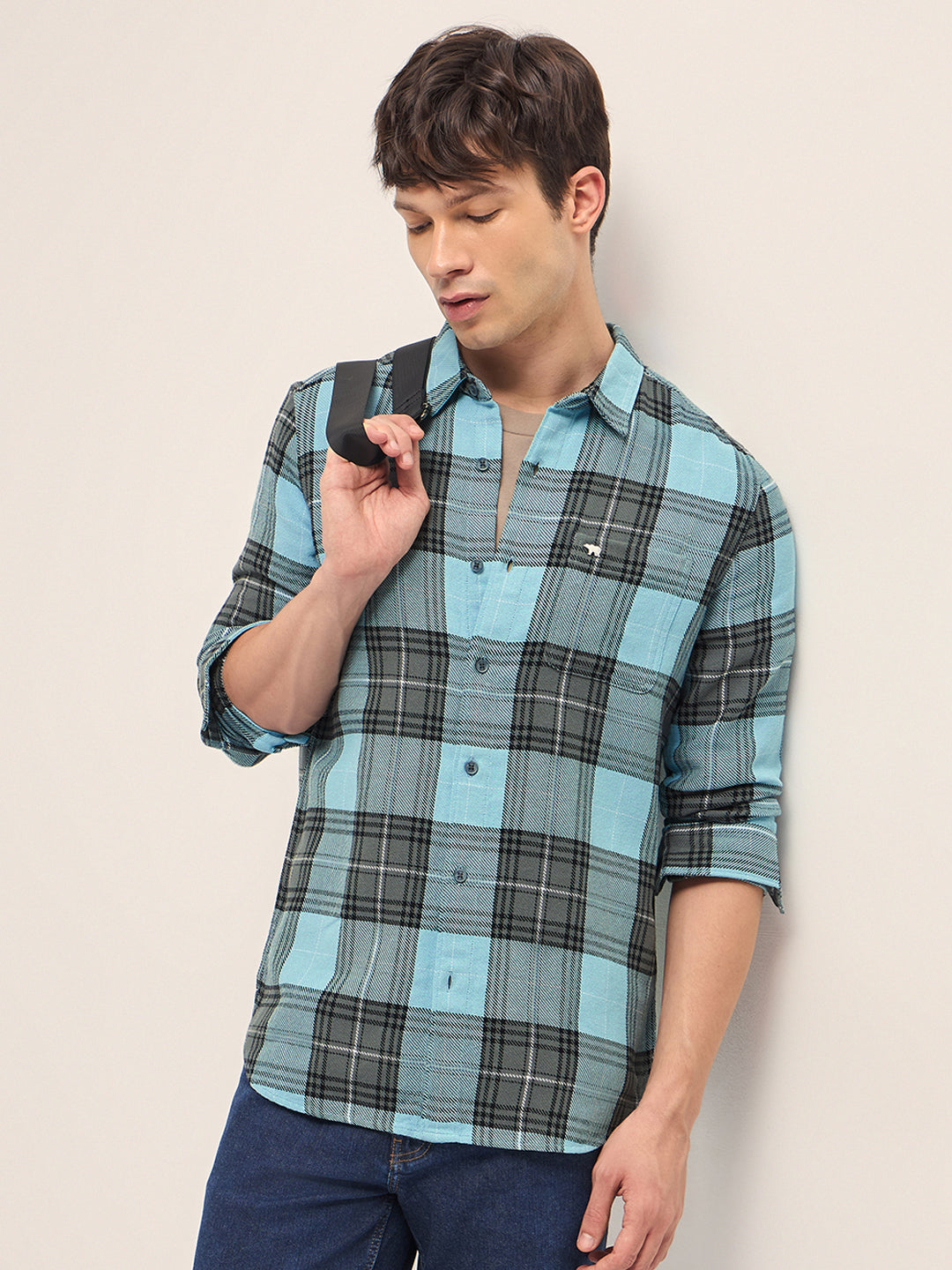 Men Cotton Checked Casual Shirt