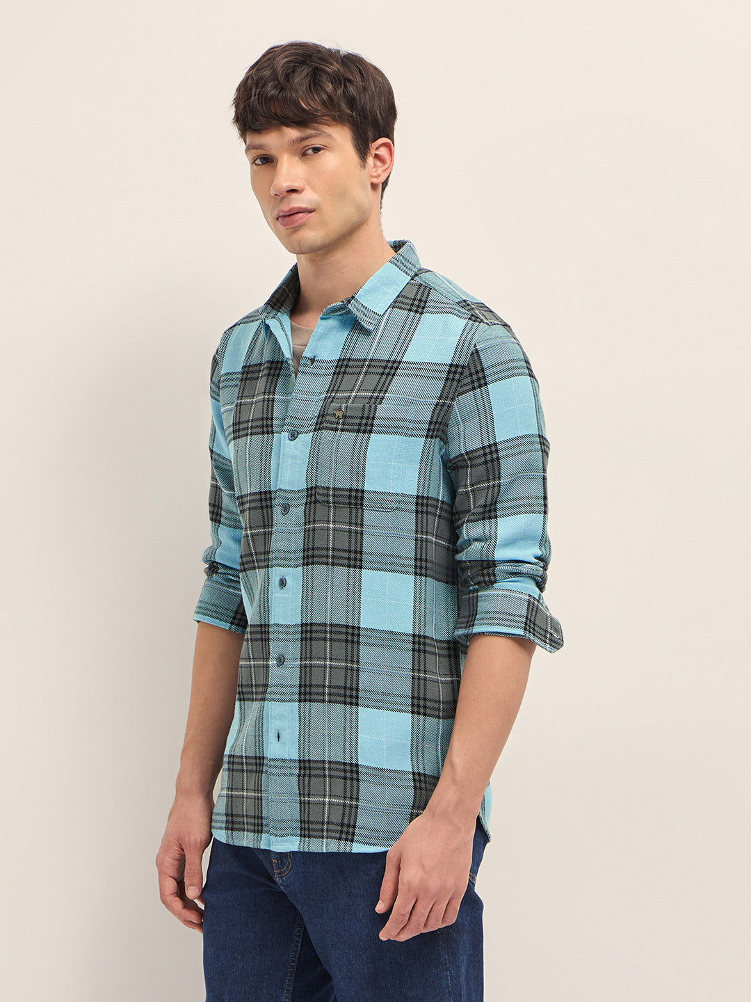 Men Cotton Checked Casual Shirt