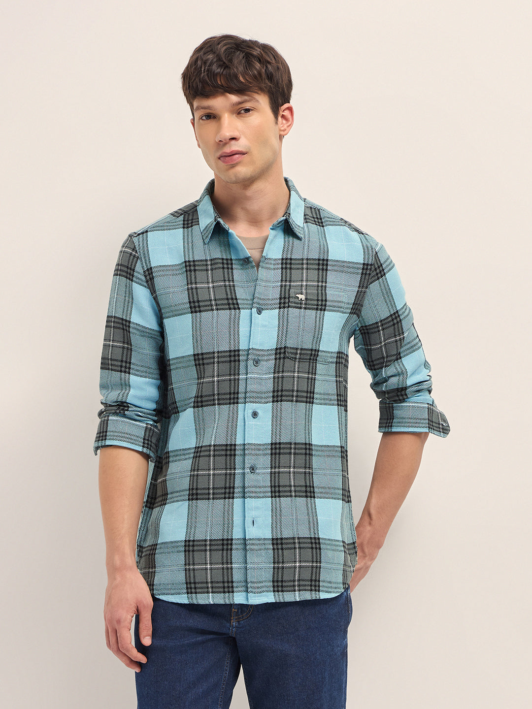 Men Cotton Checked Casual Shirt