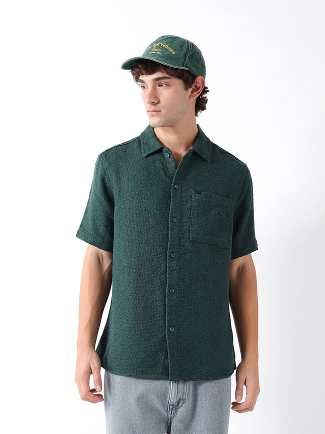 Men Green Dobby Shirt