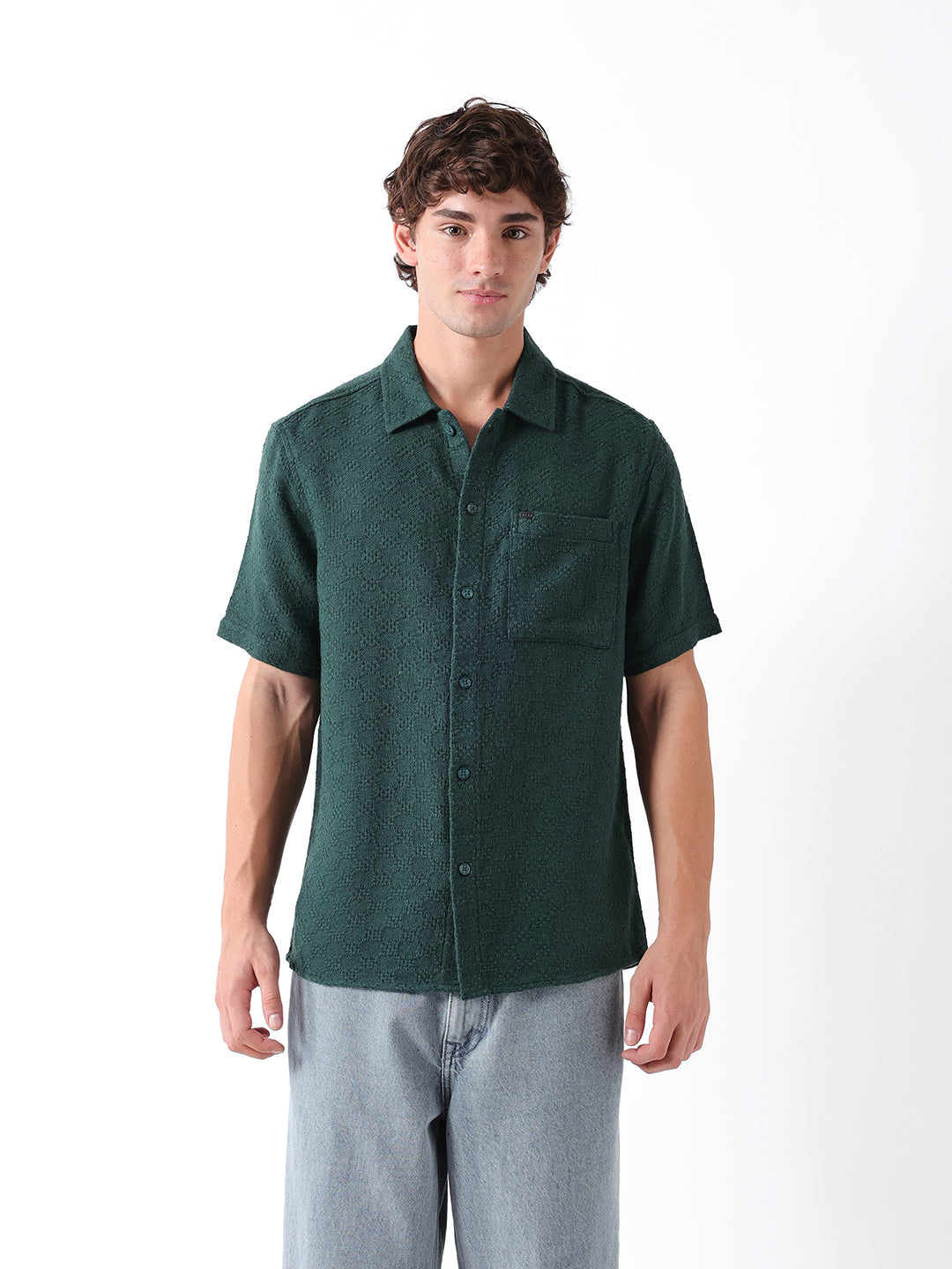 Men Green Dobby Shirt