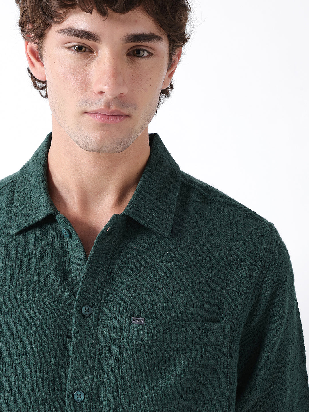 Men Green Dobby Shirt