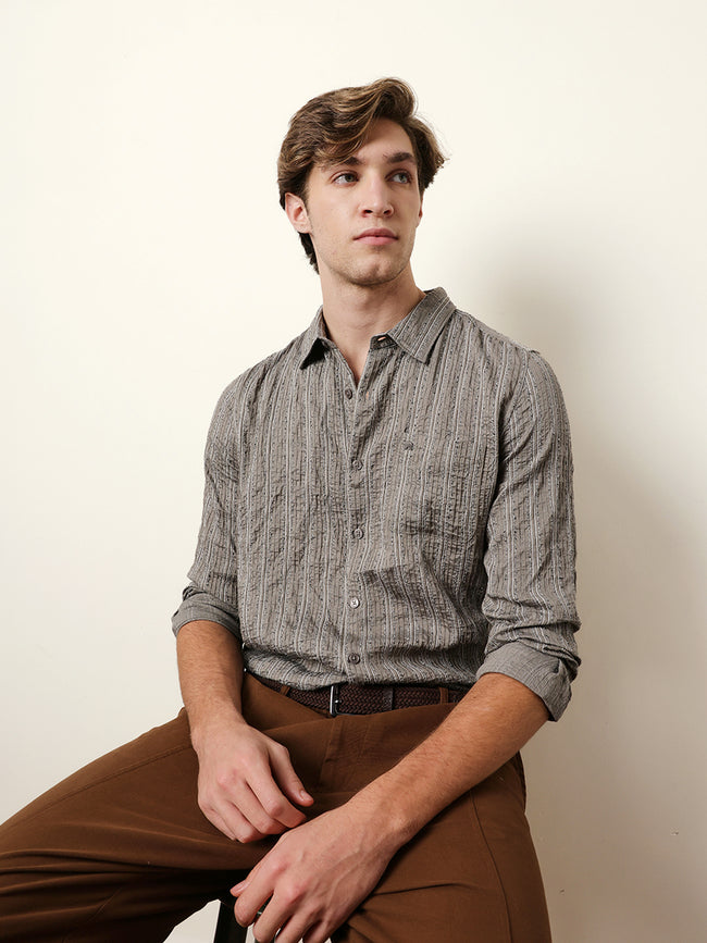 Men Striped Casual Full-Sleeve Shirt