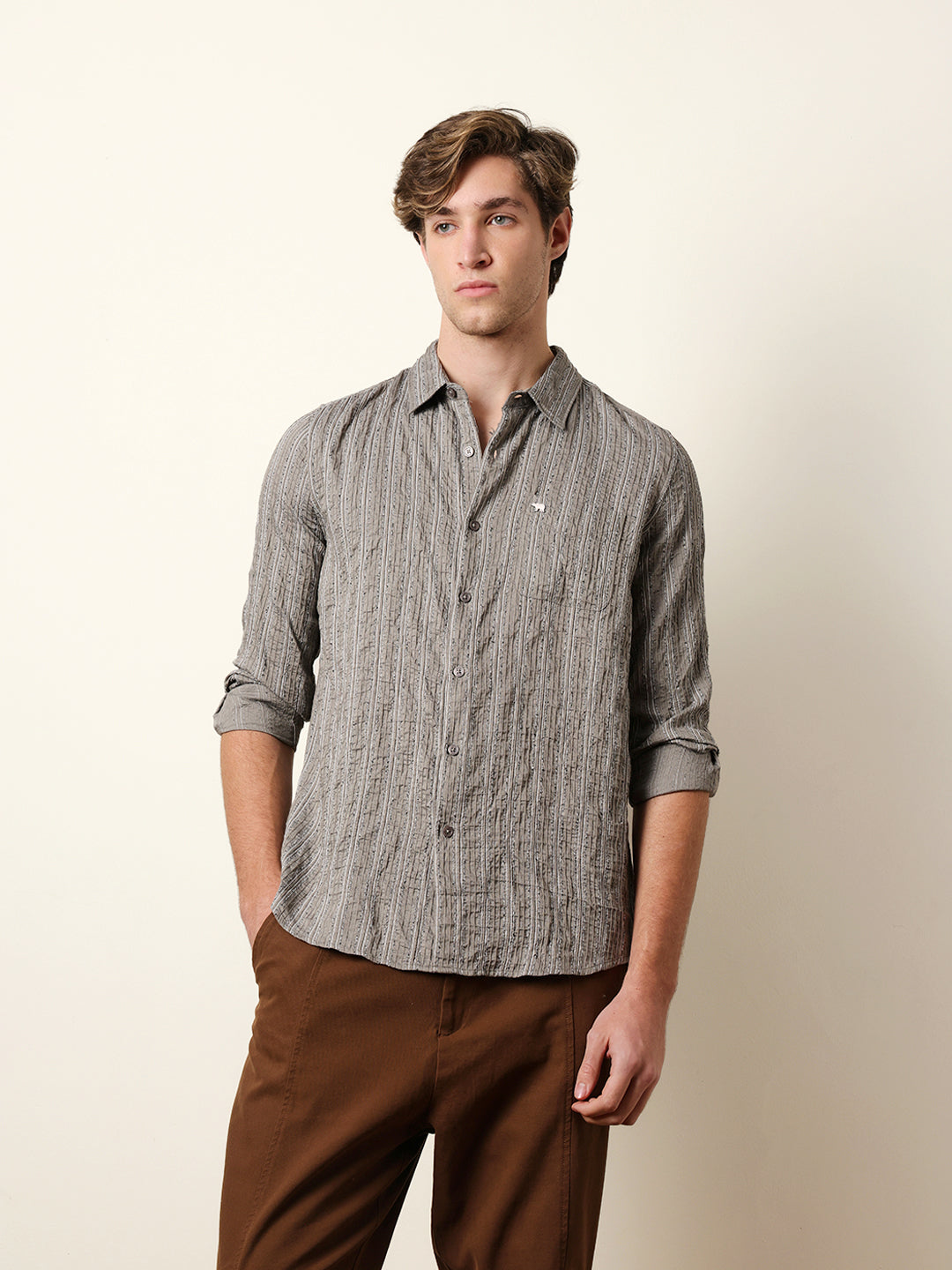 Men Striped Casual Full-Sleeve Shirt