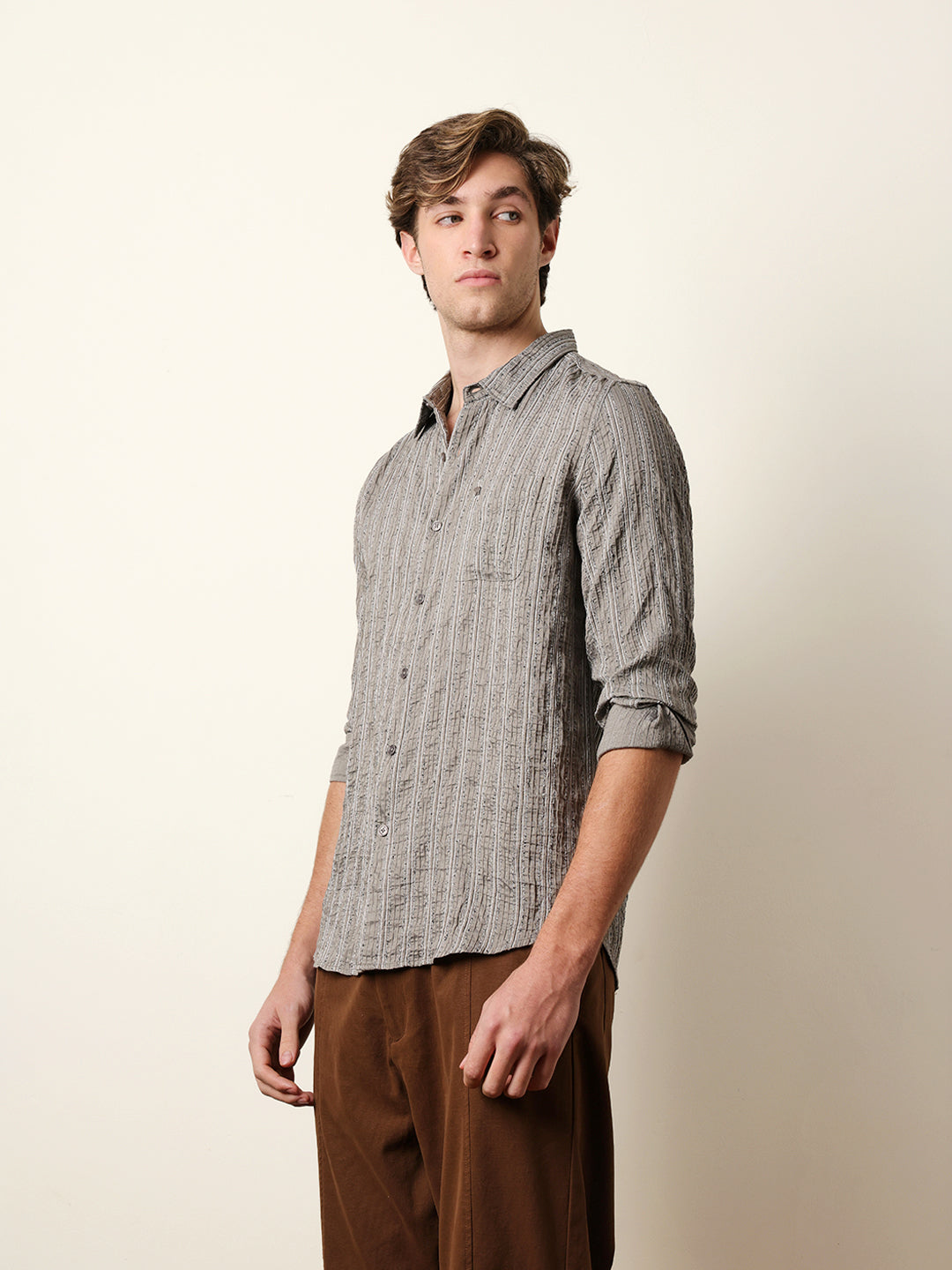Men Striped Casual Full-Sleeve Shirt