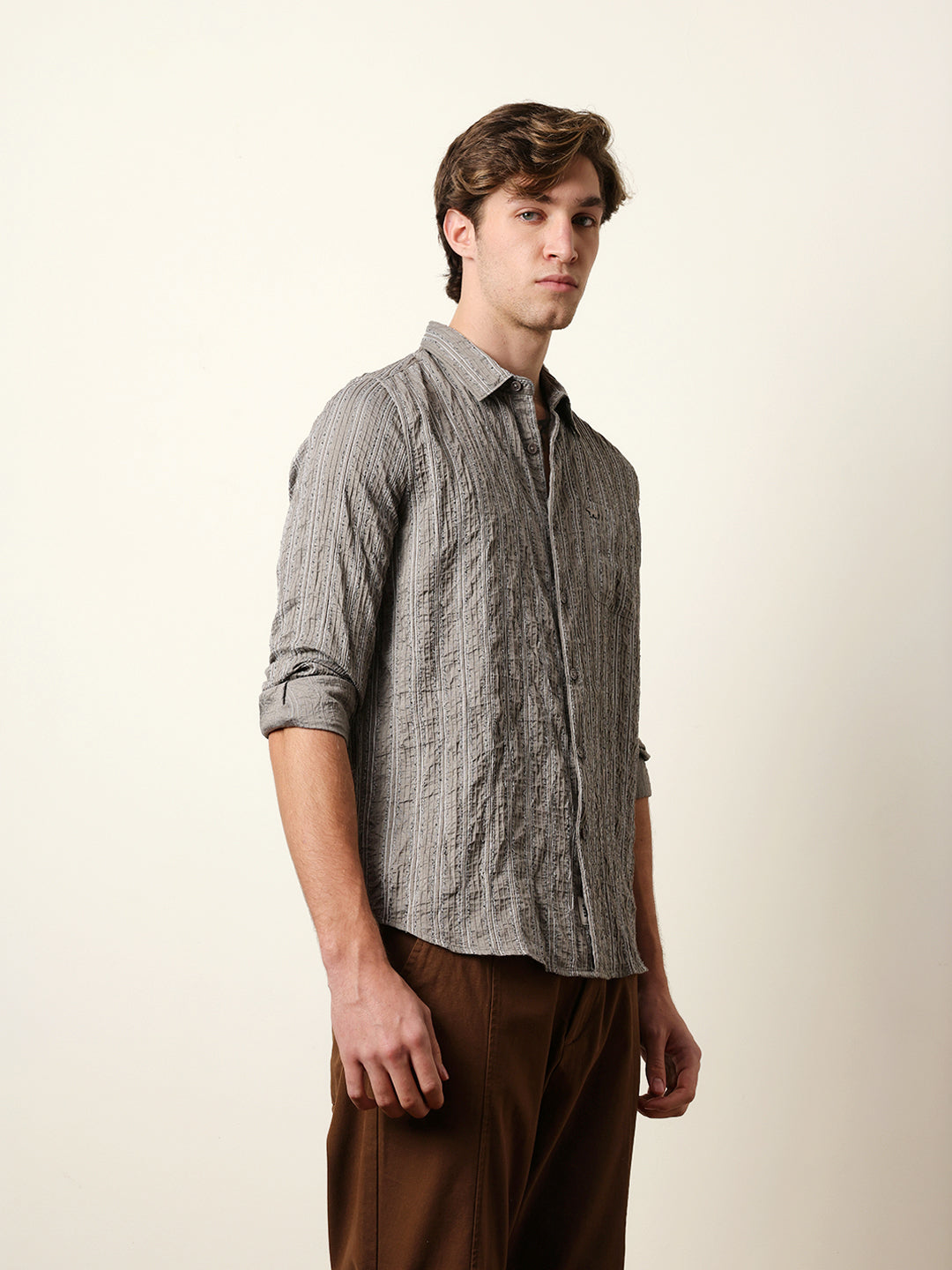 Men Striped Casual Full-Sleeve Shirt