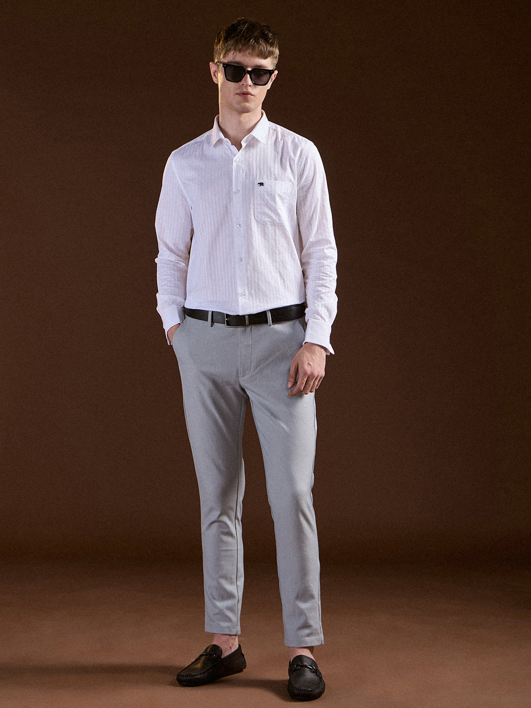 Men White Stripes Cotton Tailored Fit Formal Shirt