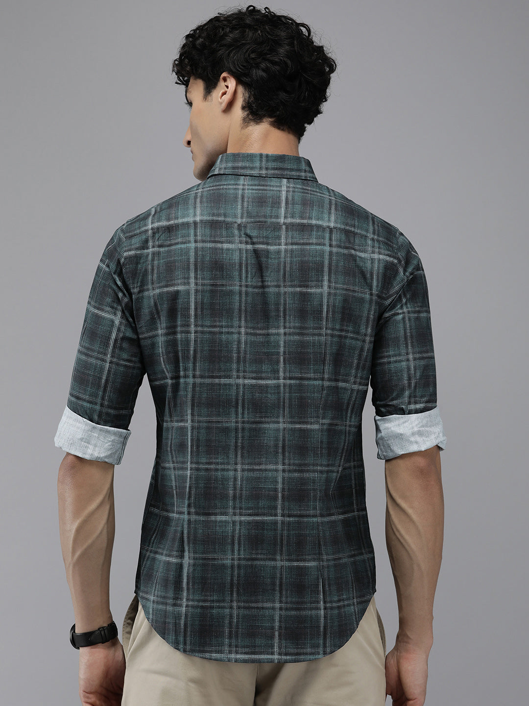 Men Arodr Edition Green Checked Slim Fit Pure Cotton Casual Shirt