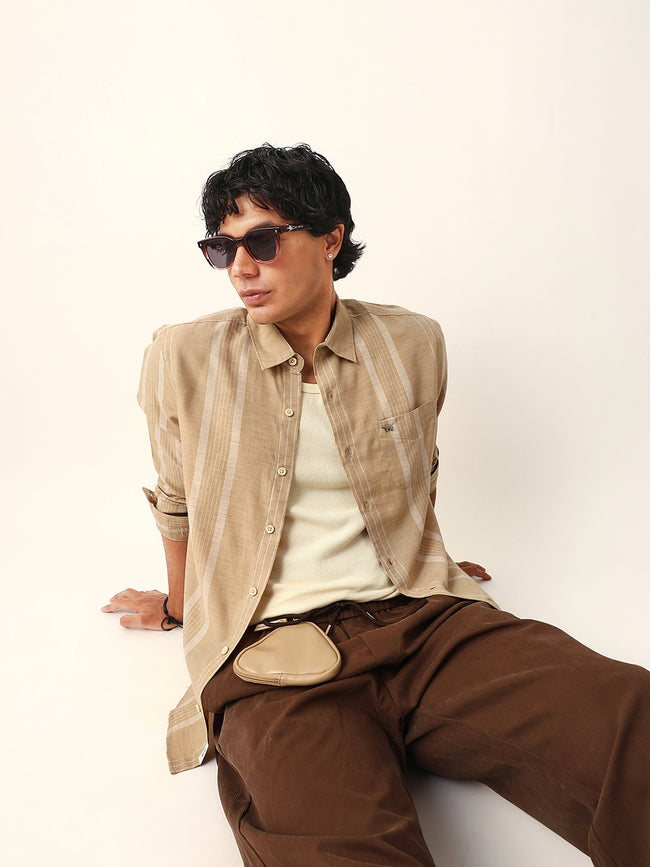 Men Beige Casual Shirt