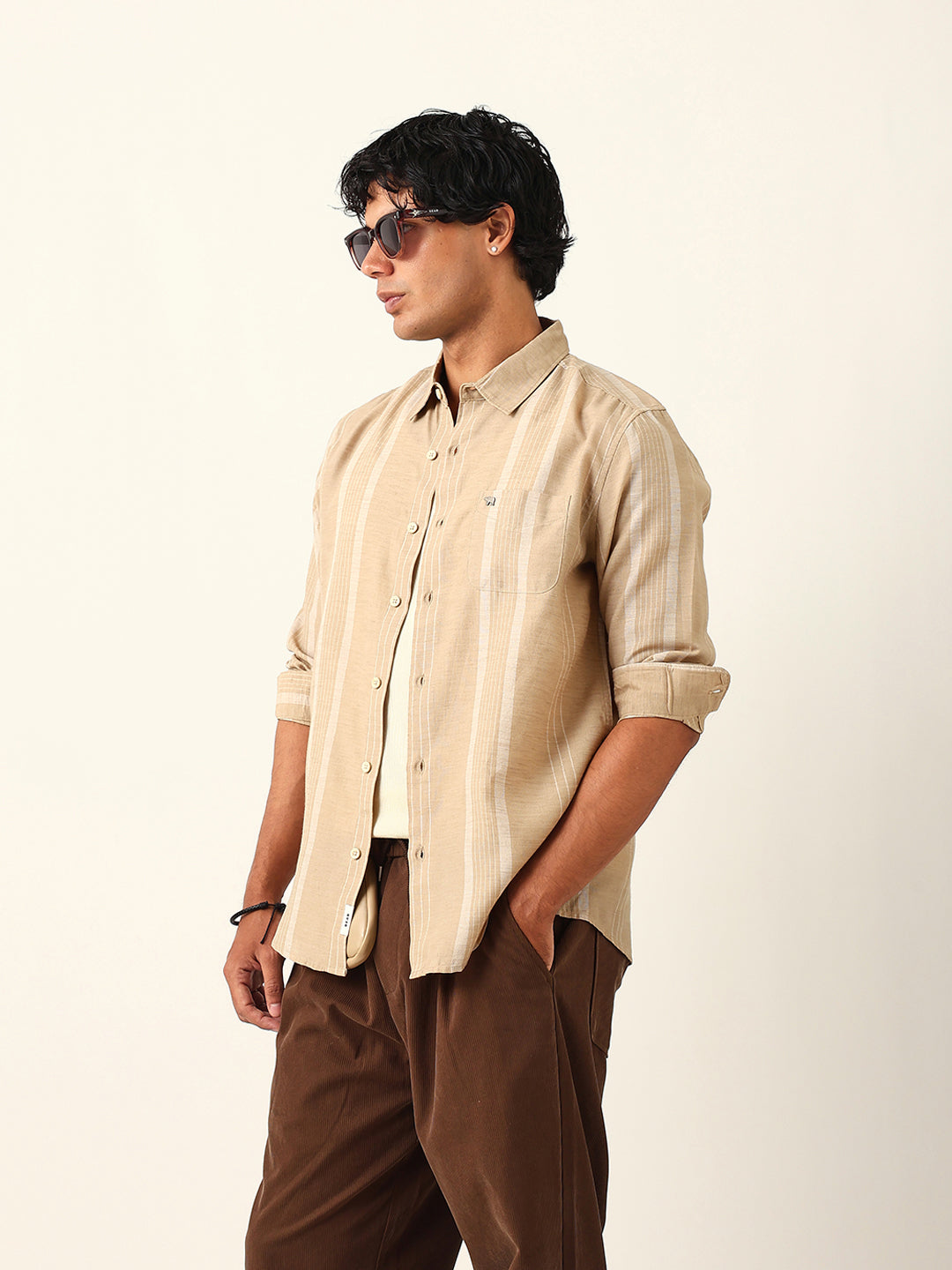 Men Beige Casual Shirt