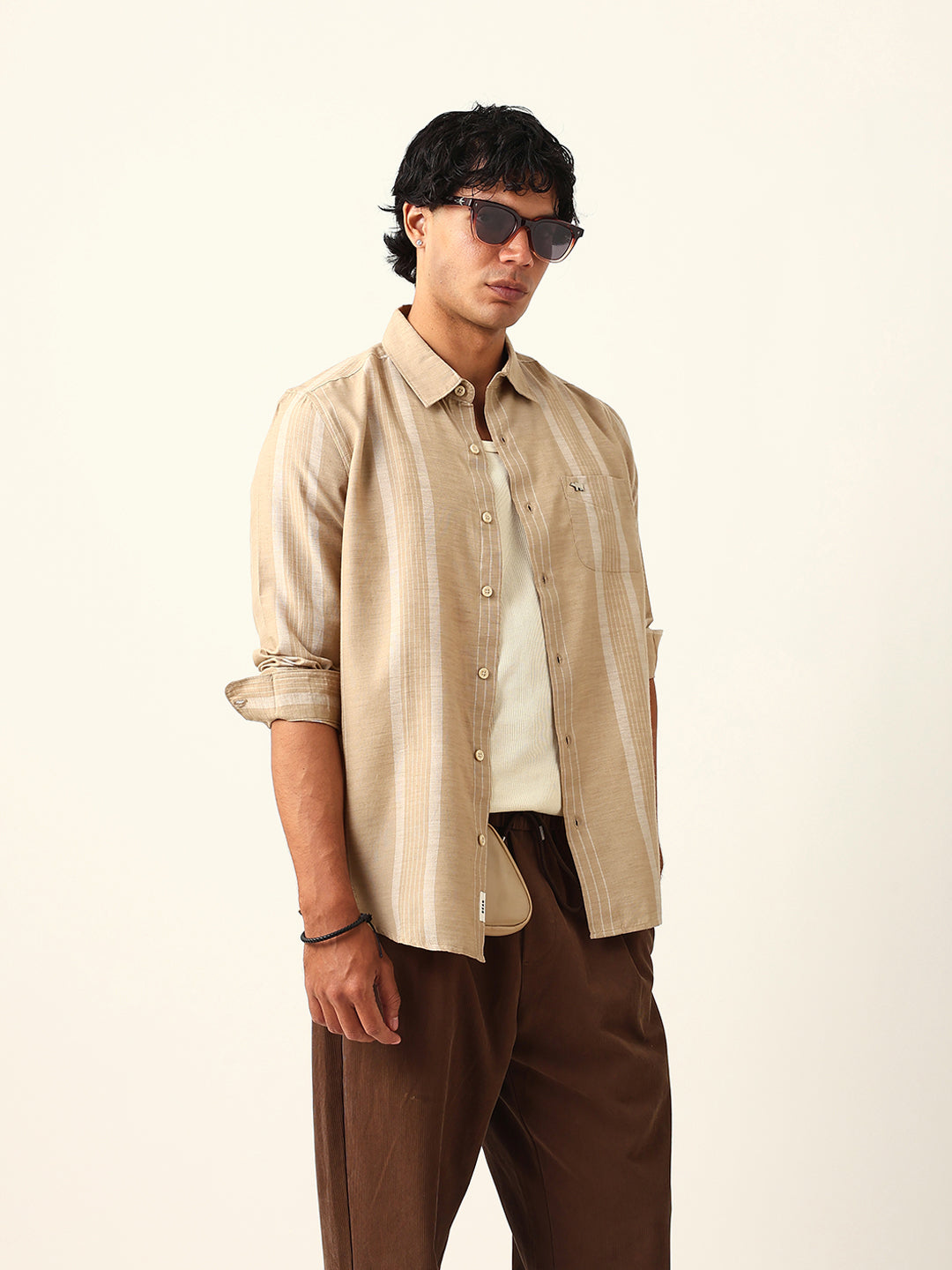 Men Beige Casual Shirt