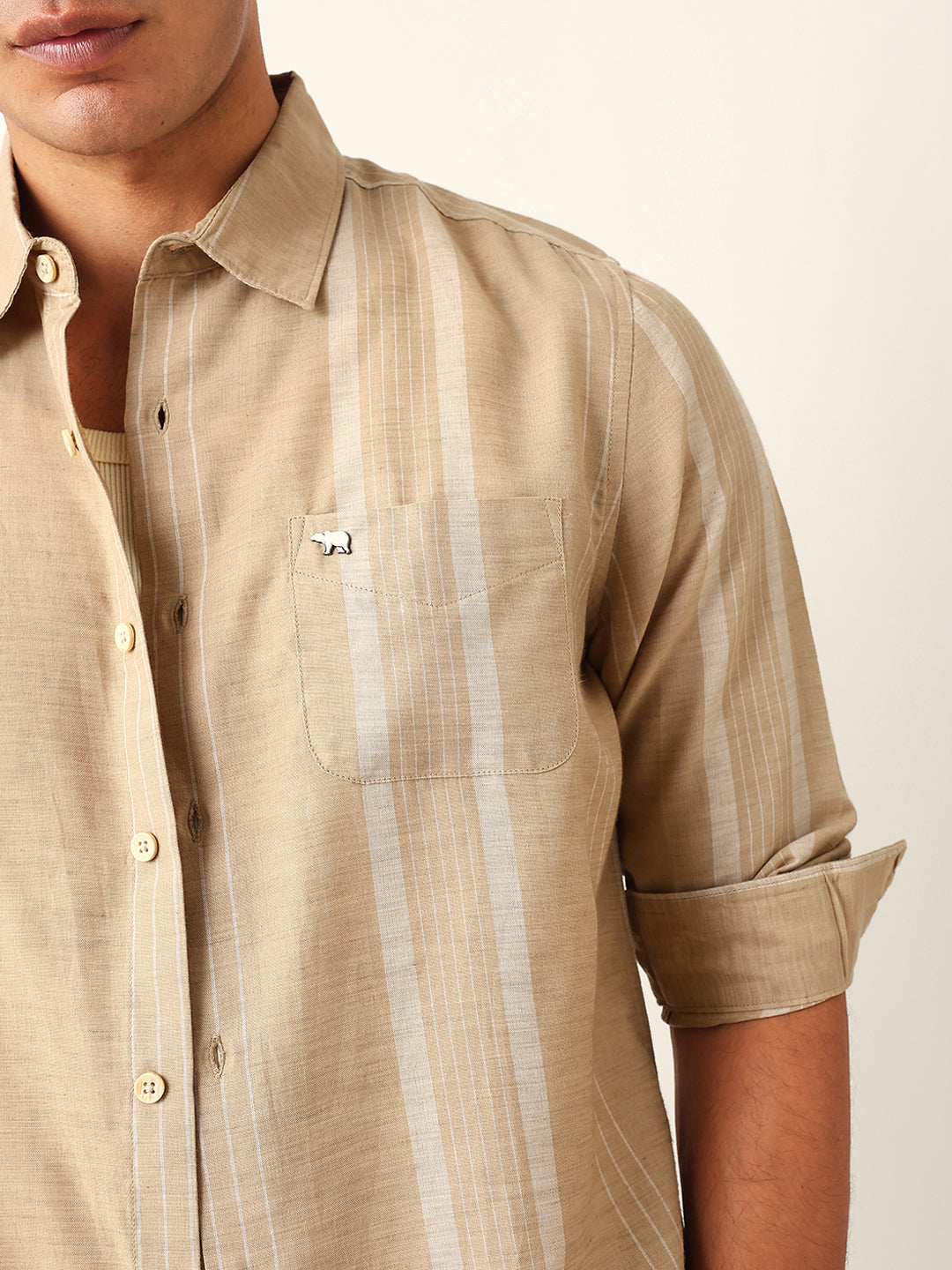 Men Beige Casual Shirt