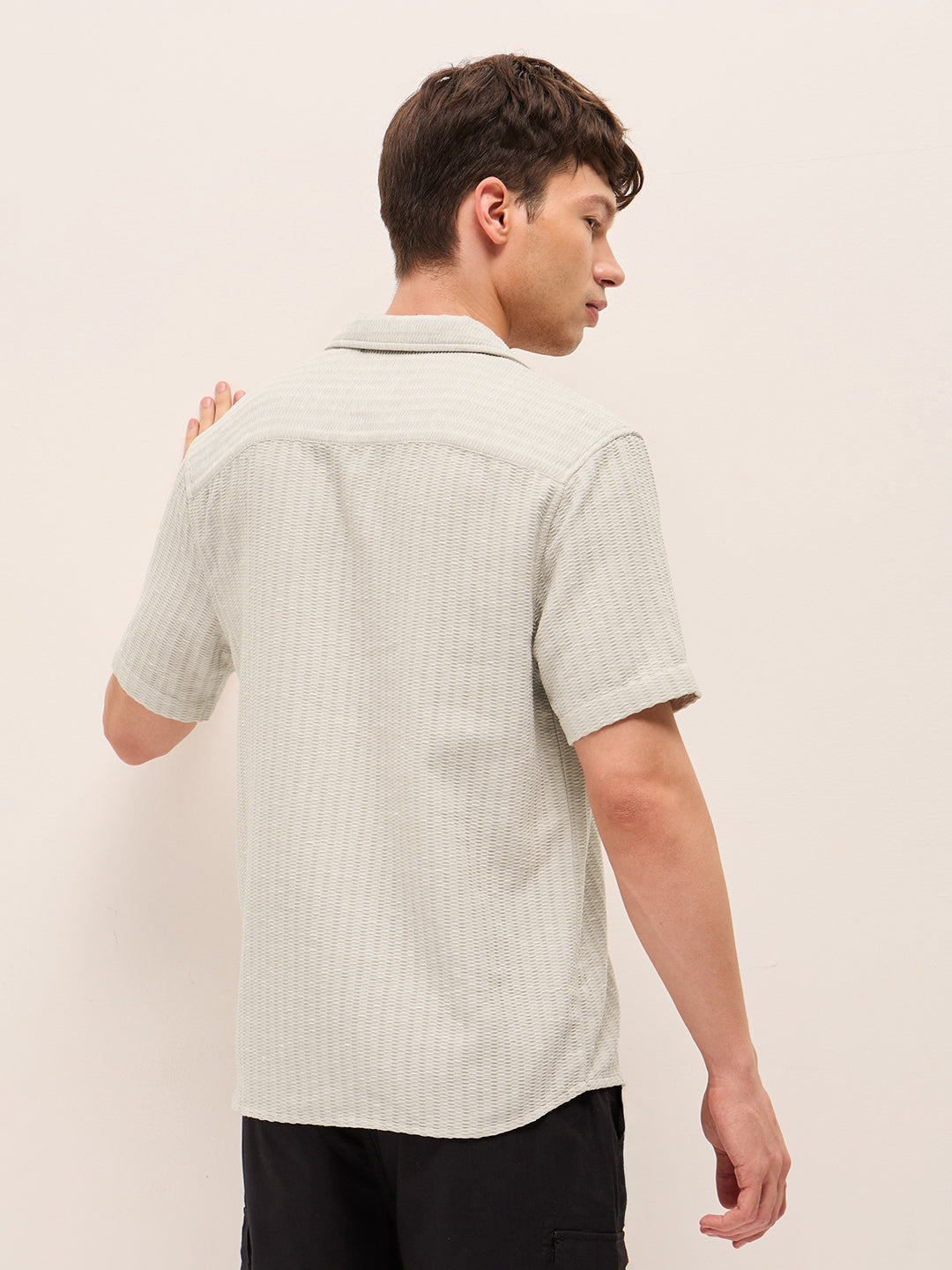 Men Woven Textured Casual Shirt
