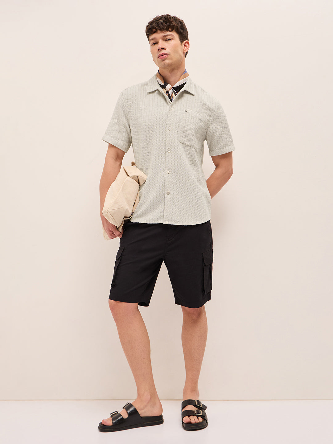 Men Woven Textured Casual Shirt