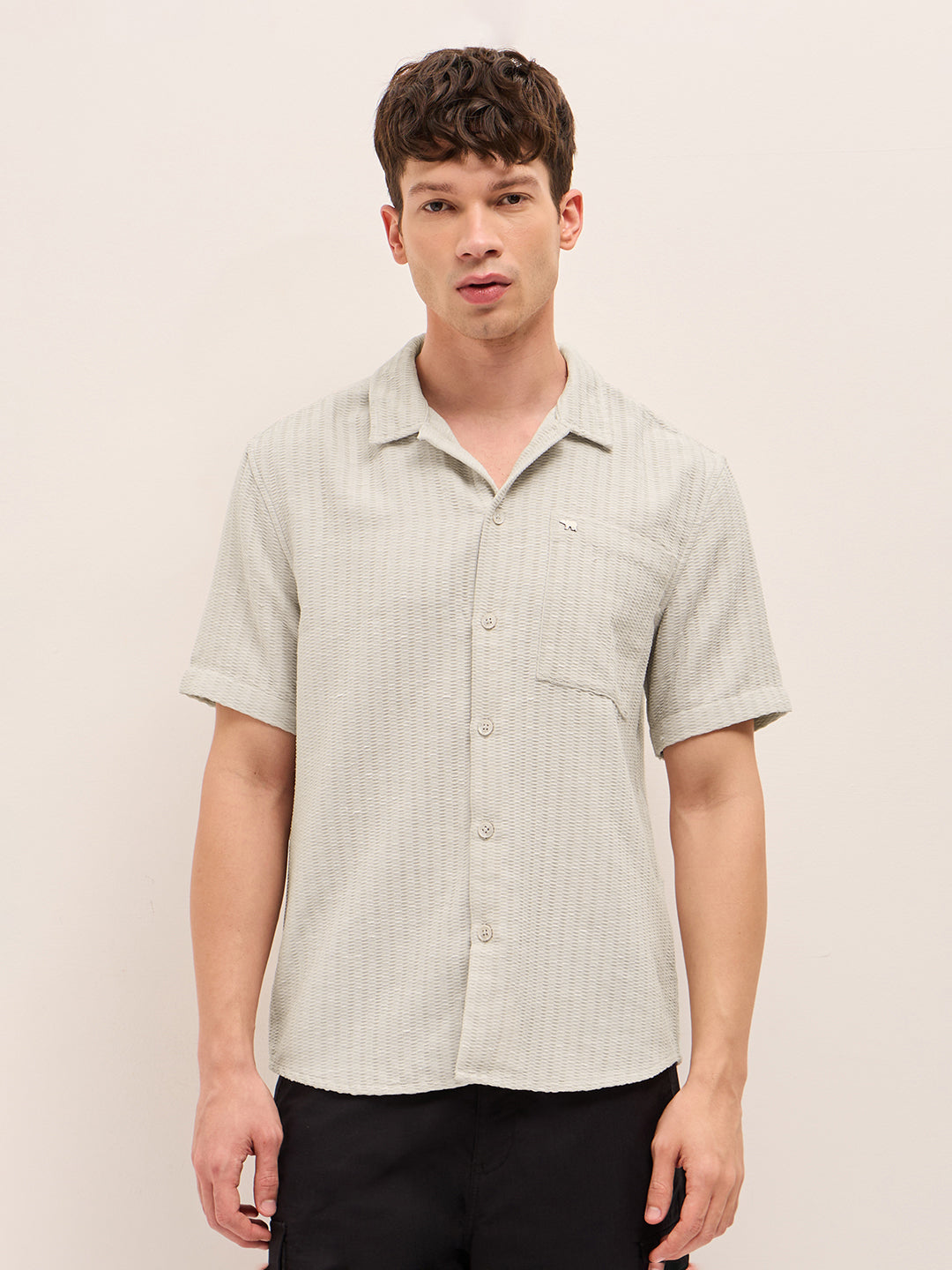 Men Woven Textured Casual Shirt