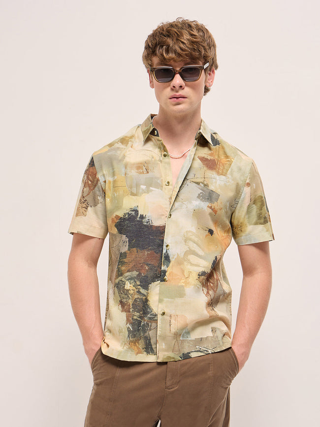 Men Multi-Color abstract artistic print Relax Fit Casual shirt