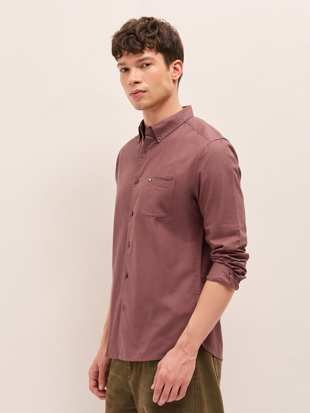 Men Cotton Solid Casual Shirt