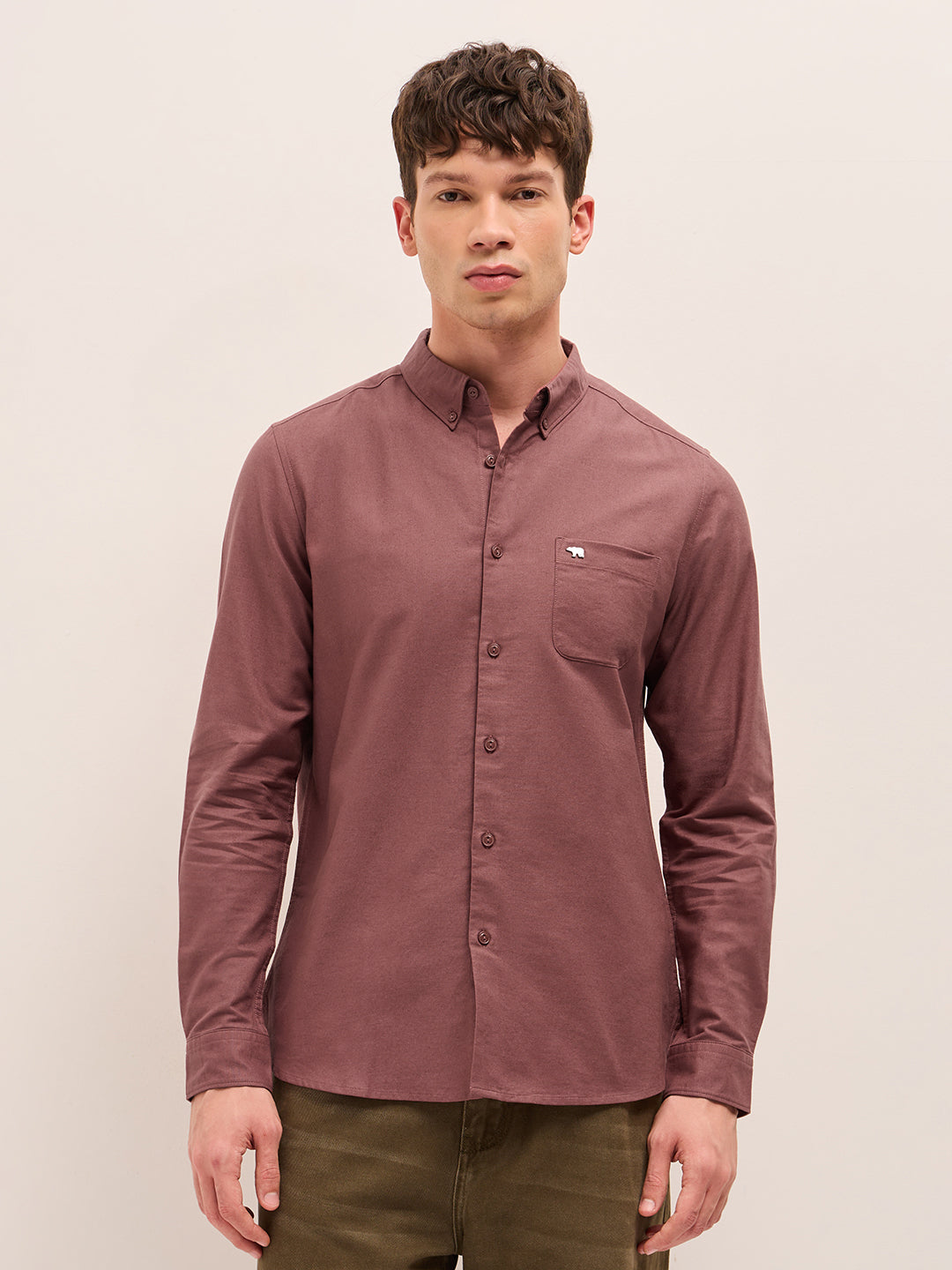 Men Cotton Solid Casual Shirt