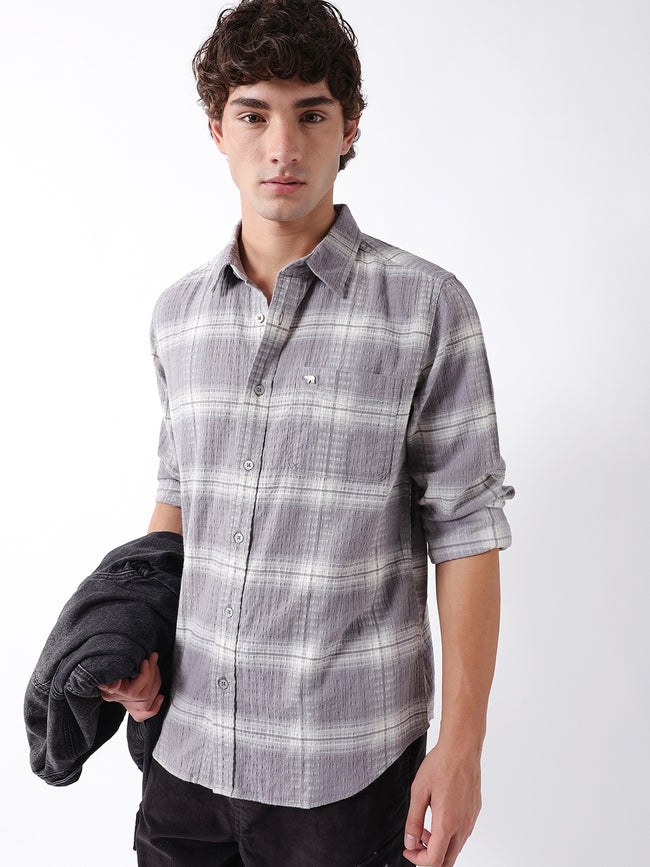 Men Purple Checked Shirt