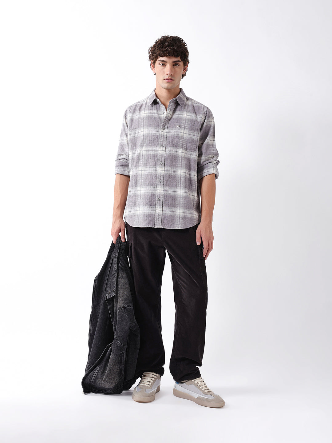 Men Purple Checked Shirt