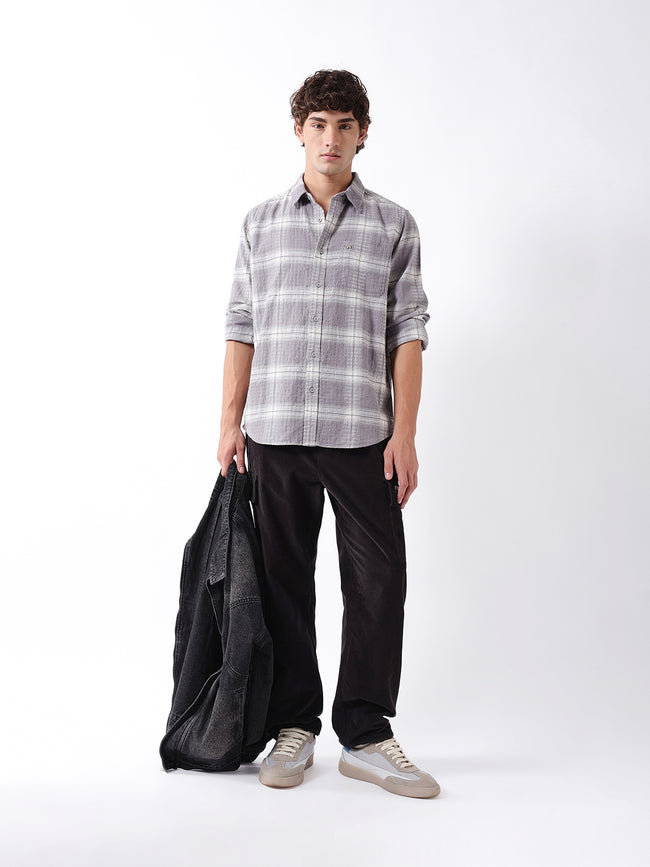 Men Purple Checked Shirt