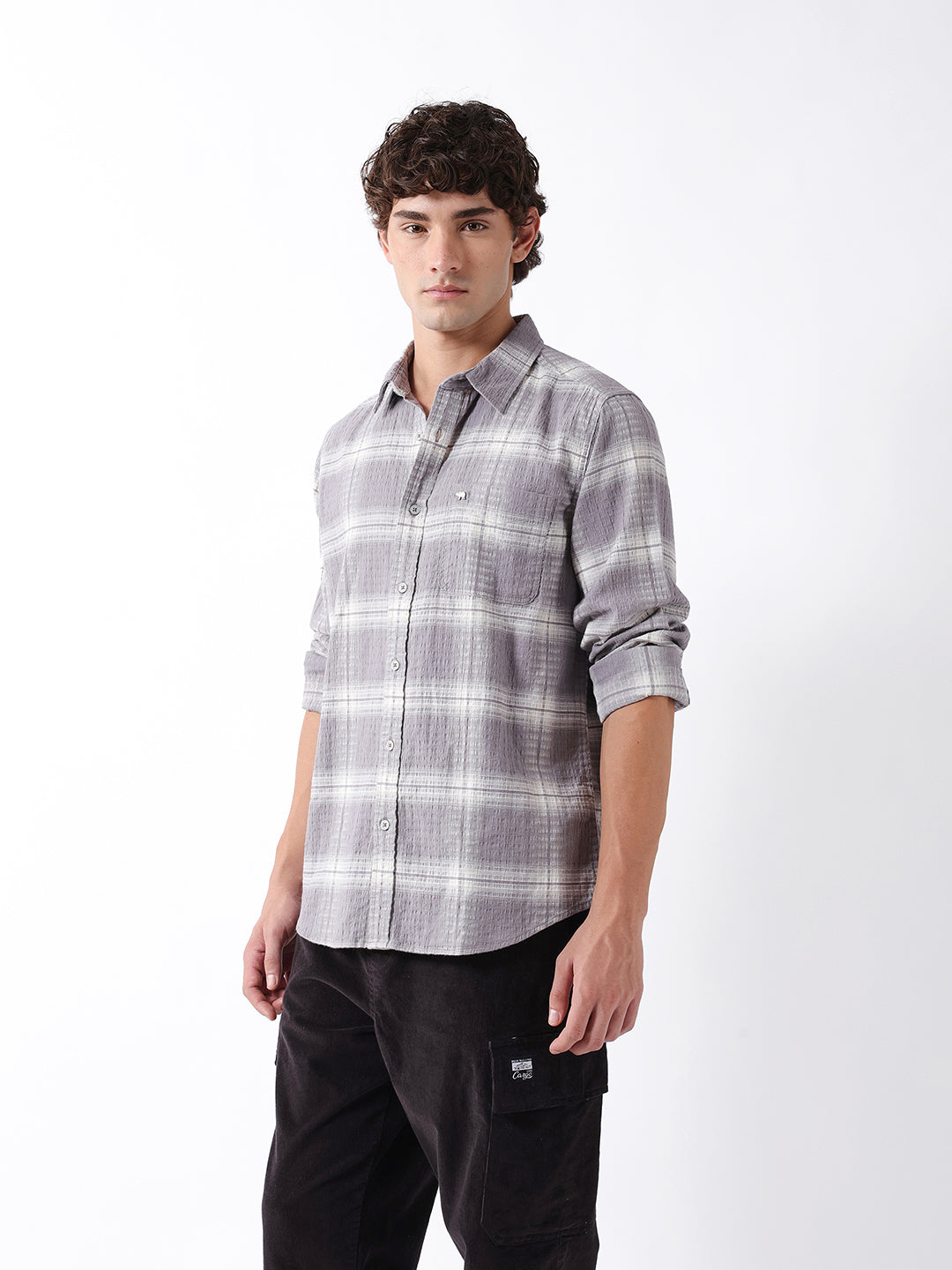 Men Purple Checked Shirt
