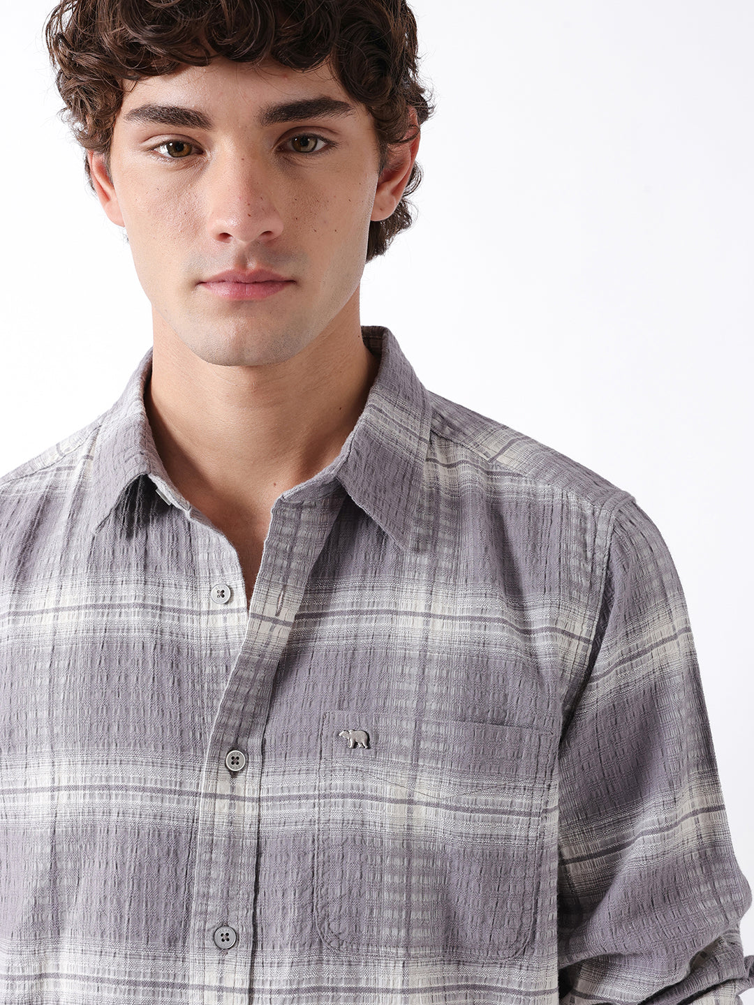 Men Purple Checked Shirt
