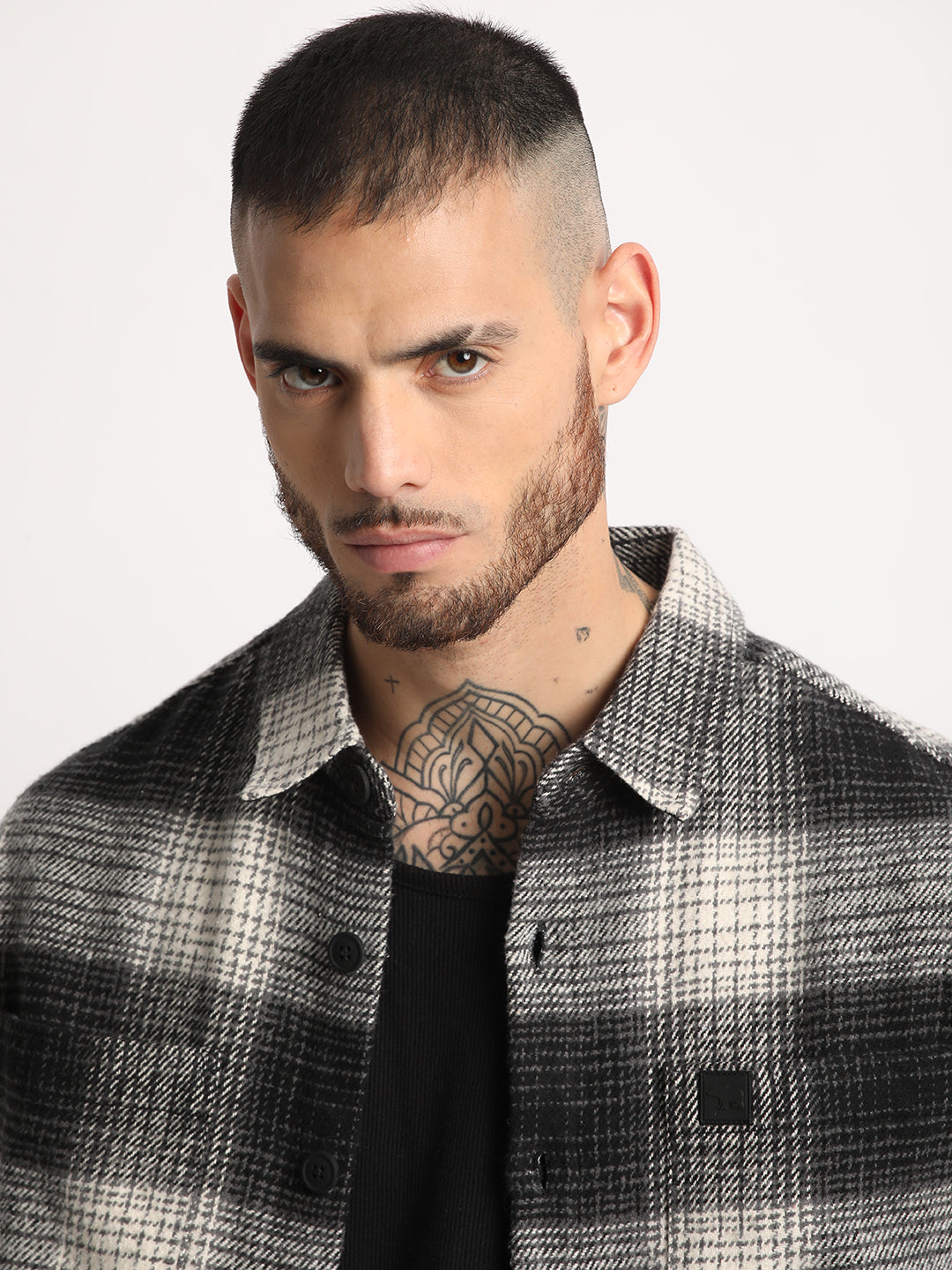 Men  Multi-color Checkered Relax Fit Shacket