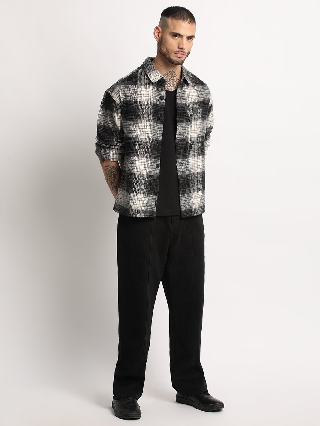 Men  Multi-color Checkered Relax Fit Shacket