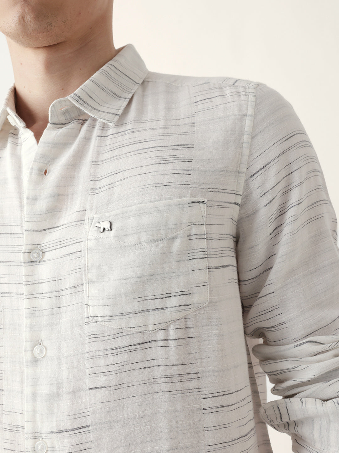 Men Casual Textured Stripe Shirt