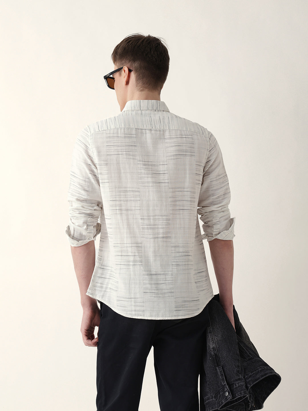 Men Casual Textured Stripe Shirt