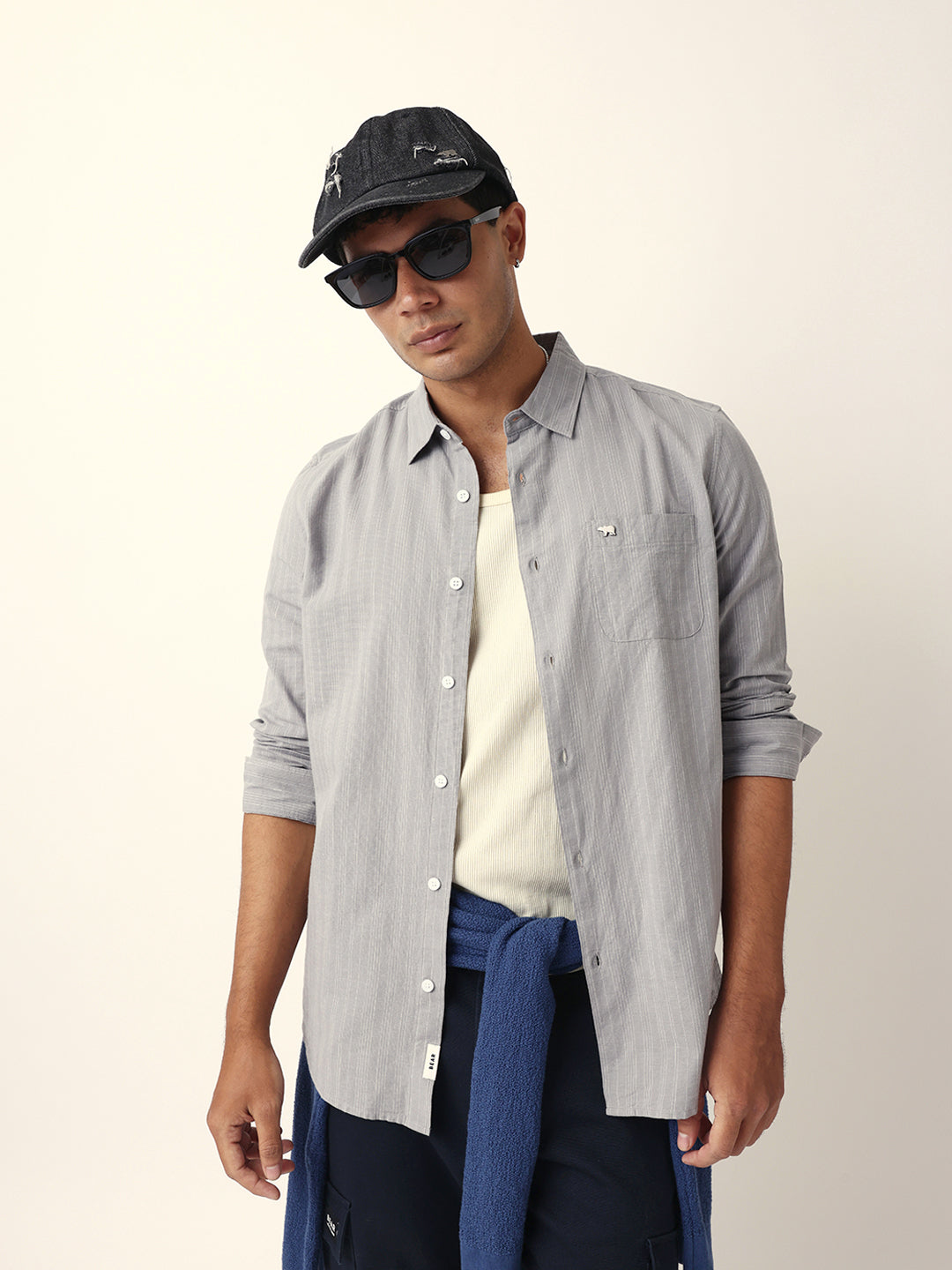Men Grey Casual Shirt