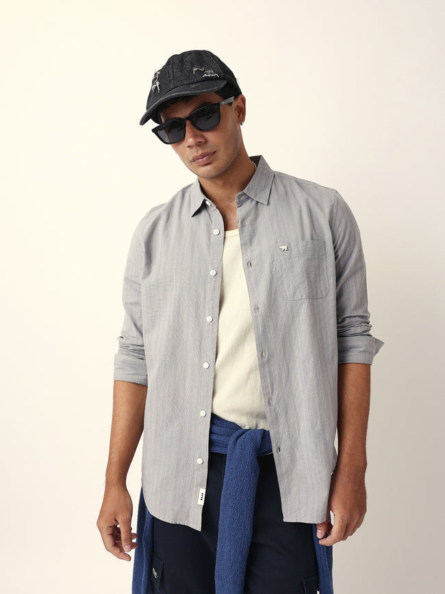 Men Grey Casual Shirt
