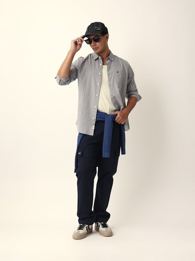 Men Grey Casual Shirt