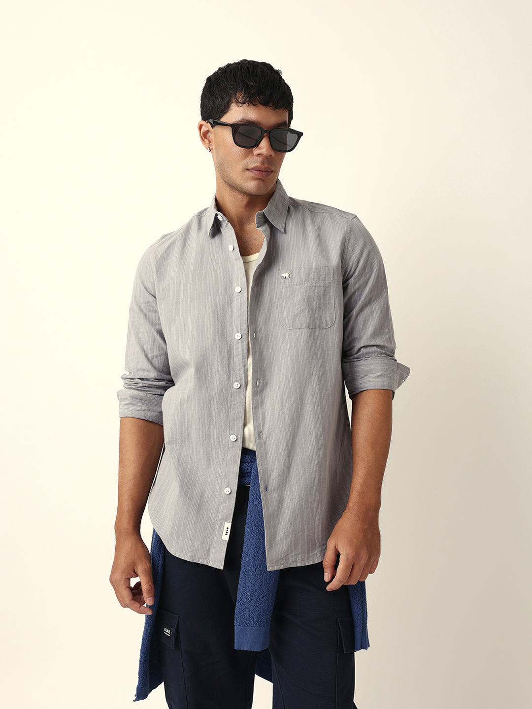 Men Grey Casual Shirt