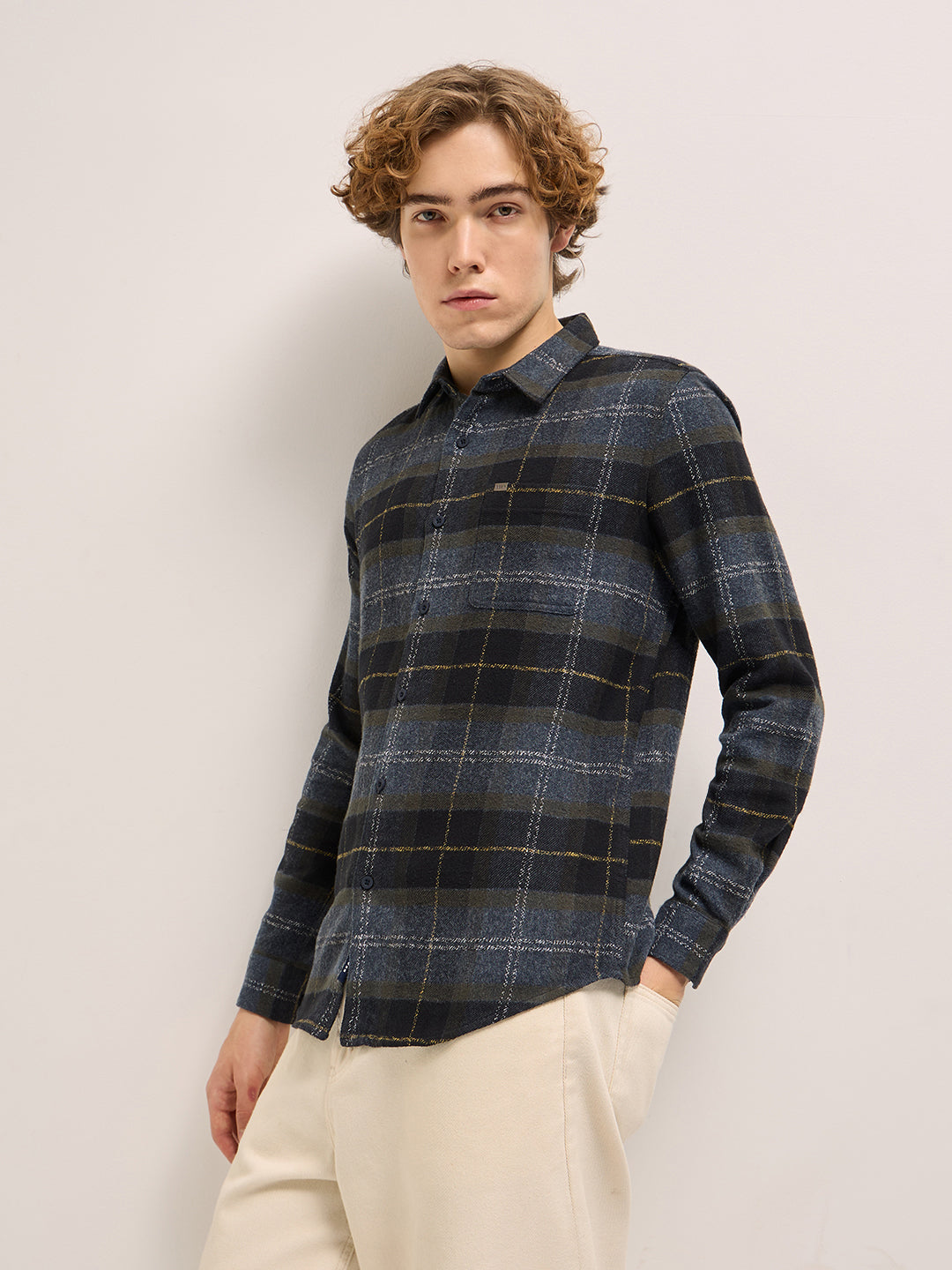 Men Multi-Color Checked Slim Fit Casual Shirt