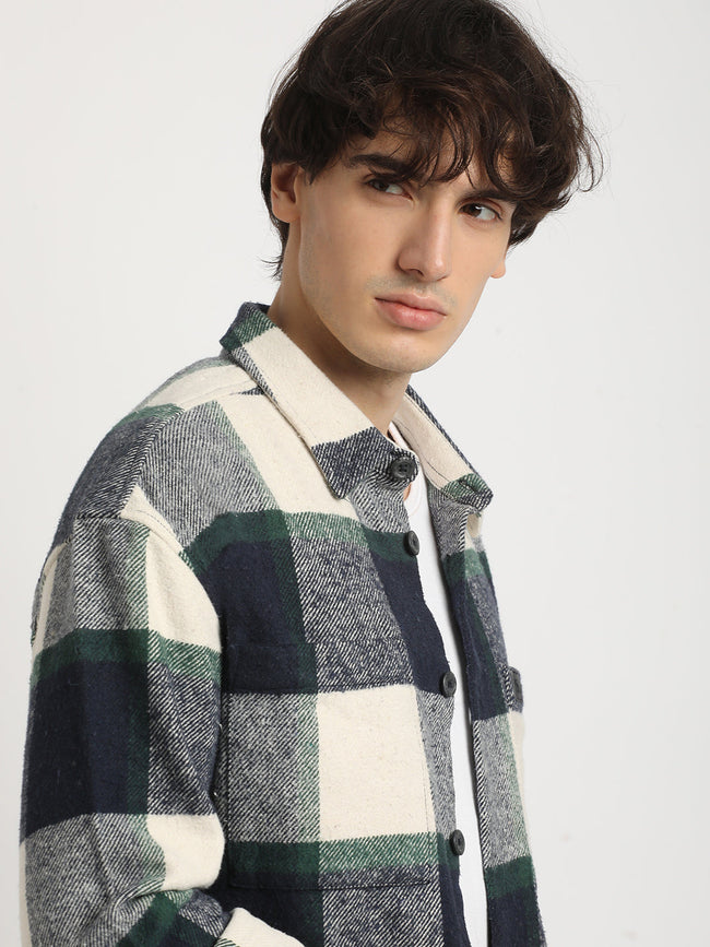 Men Multicolored Checked Regular Fit Overshirt
